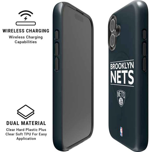 NBA Brooklyn Nets Standard - Black iPhone 16 Magsafe Impact Case