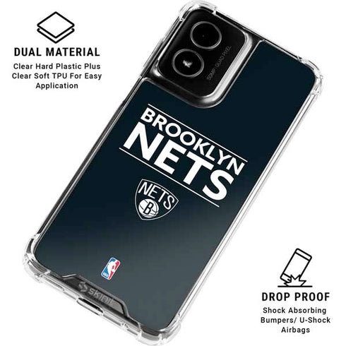 NBA Brooklyn Nets Standard - Black Moto G Power 5G (2024) Clear Case