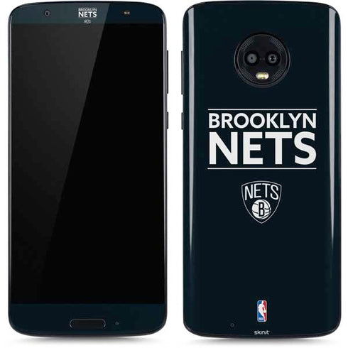 NBA Brooklyn Nets Standard - Black Moto G6 Skin