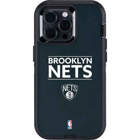 NBA Brooklyn Nets Standard - Black Otterbox Defender iPhone Skin