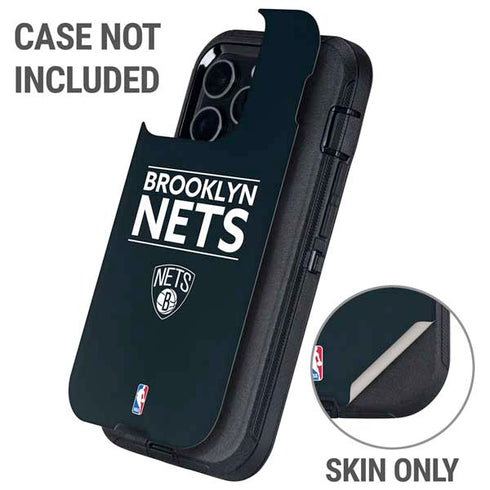 NBA Brooklyn Nets Standard - Black Otterbox Defender iPhone Skin