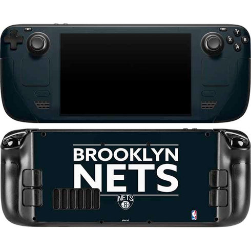 NBA Brooklyn Nets Standard - Black Steam Deck Handheld Gaming Computer OLED Skin