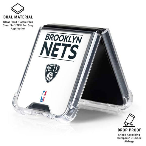 NBA Brooklyn Nets Standard - White Galaxy Z Flip6 Clear Case