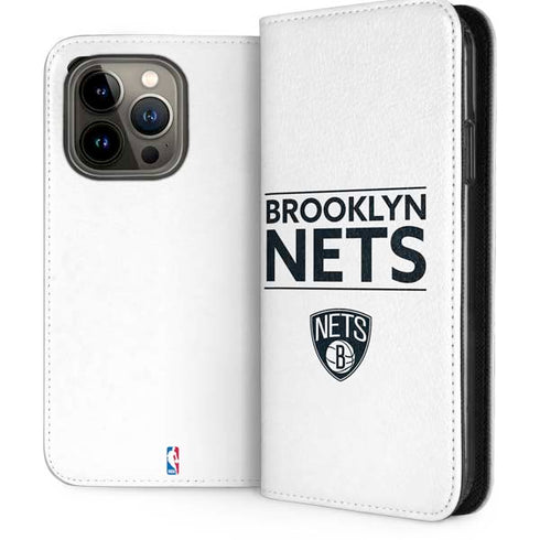 NBA Brooklyn Nets Standard - White iPhone 14 Pro Folio Case