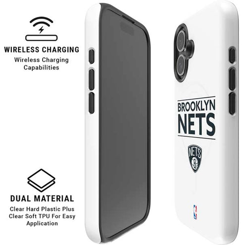 NBA Brooklyn Nets Standard - White iPhone 16 Magsafe Impact Case