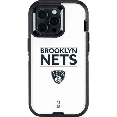 NBA Brooklyn Nets Standard - White Otterbox Defender iPhone Skin