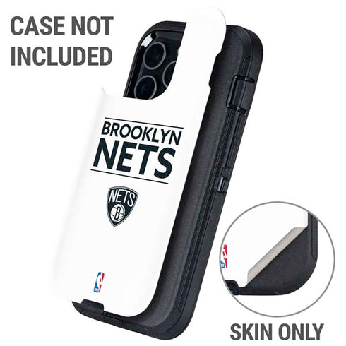 NBA Brooklyn Nets Standard - White Otterbox Defender iPhone Skin