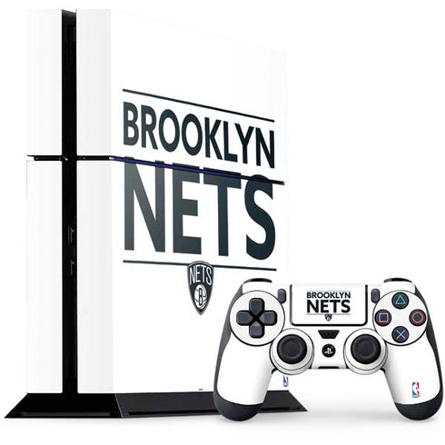 NBA Brooklyn Nets Standard - White PS4 Console and Controller Bundle Skin
