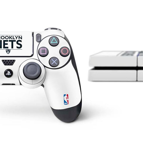 NBA Brooklyn Nets Standard - White PS4 Console and Controller Bundle Skin