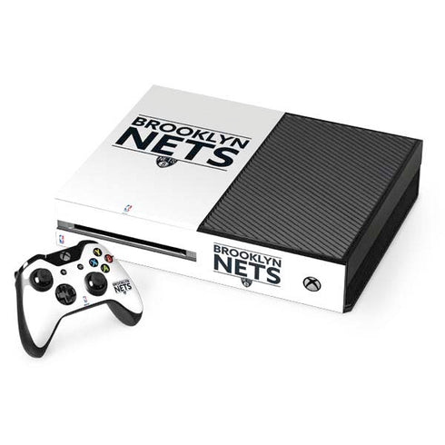 NBA Brooklyn Nets Standard - White Xbox One Console and Controller Bundle Skin