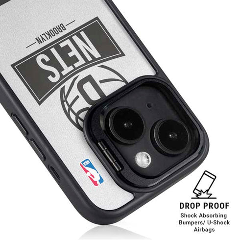 NBA Brooklyn Nets Static iPhone 15 Plus Kickstand Case