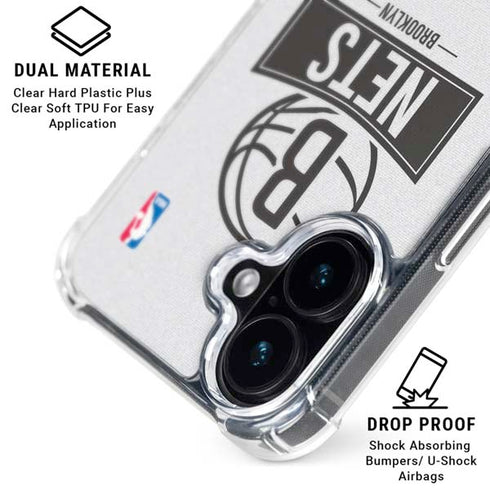 NBA Brooklyn Nets Static iPhone 16 Plus Clear Case