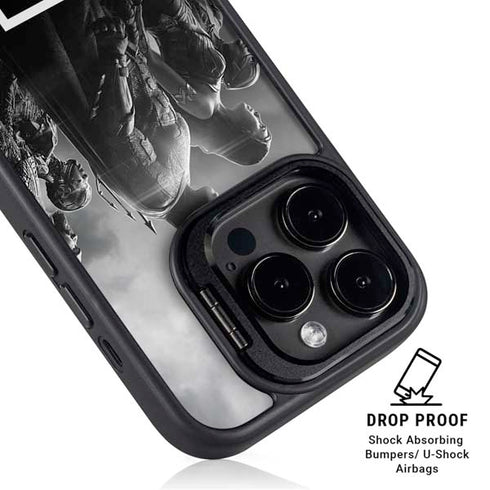 The Justice League (2017) Profile Characters Poster iPhone 15 Pro Kickstand Case