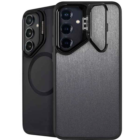 Brushed Steel Texture Galaxy S25 Plus Kickstand Case