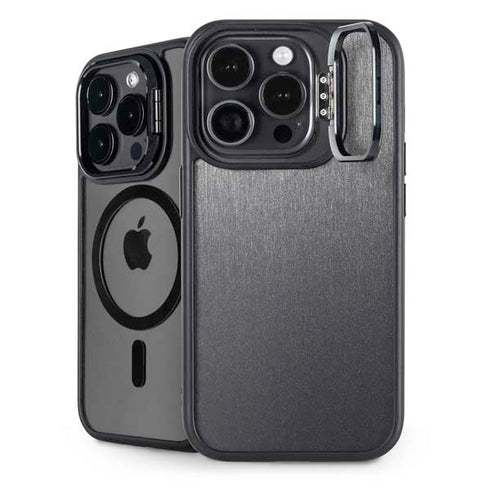 Brushed Steel Texture iPhone 14 Pro Kickstand Case