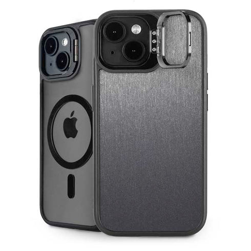 Brushed Steel Texture iPhone 15 Kickstand Case