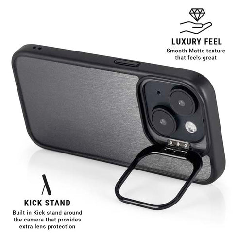 Brushed Steel Texture iPhone 15 Plus Kickstand Case