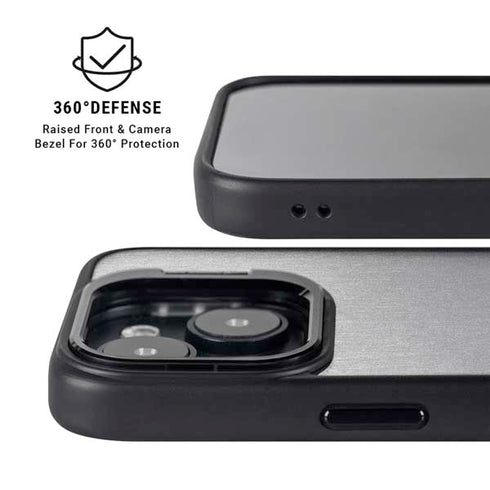 Brushed Steel Texture iPhone 15 Plus Kickstand Case