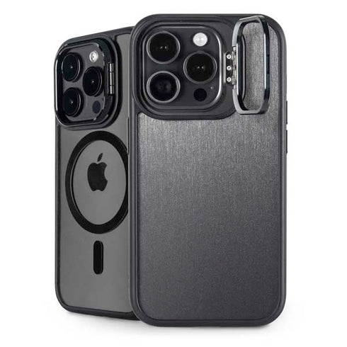 Brushed Steel Texture iPhone 15 Pro Max Kickstand Case