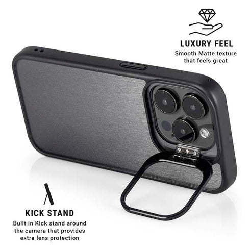 Brushed Steel Texture iPhone 15 Pro Max Kickstand Case