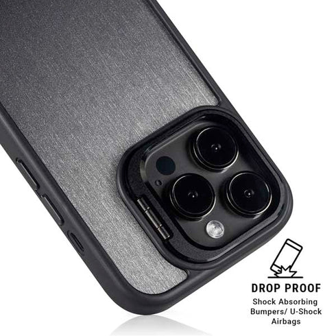 Brushed Steel Texture iPhone 15 Pro Max Kickstand Case