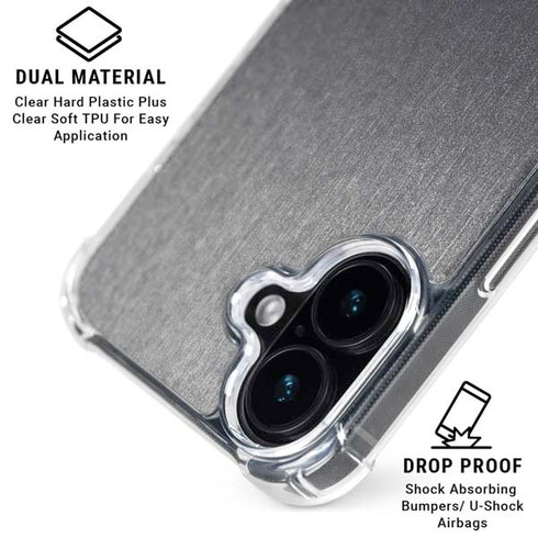 Brushed Steel Texture iPhone 16 Plus Clear Case