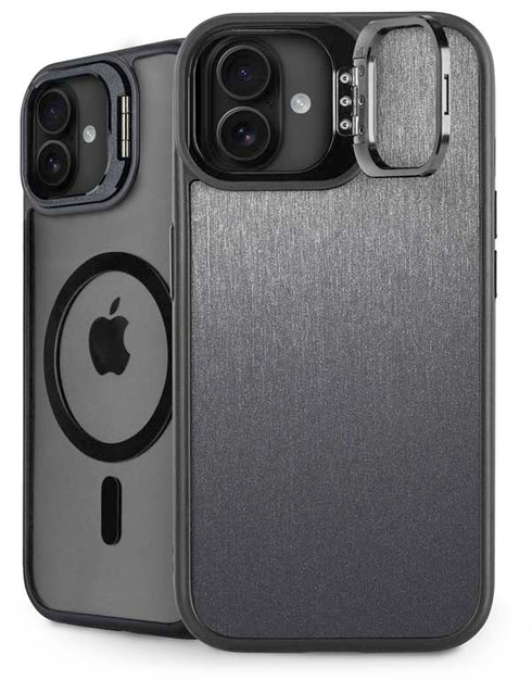 Brushed Steel Texture iPhone 16 Plus Kickstand Case