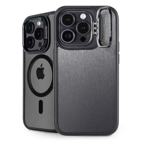 Brushed Steel Texture iPhone 16 Pro Kickstand Case