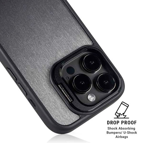 Brushed Steel Texture iPhone 16 Pro Kickstand Case