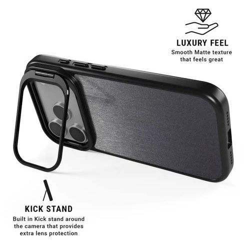Brushed Steel Texture iPhone 17 Pro Kickstand Case