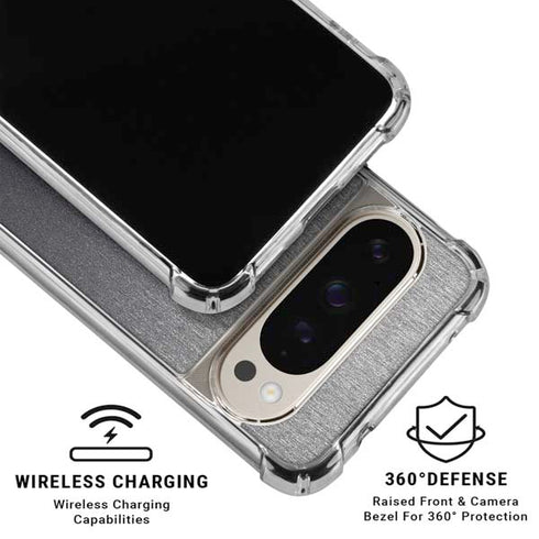 Brushed Steel Texture Pixel 9/9 Pro Clear Case