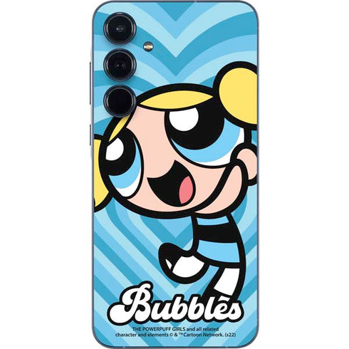 Cartoon Network Powerpuff Girls Bubbles Blue Hearts Galaxy A35 5G Skin