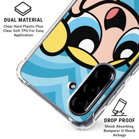 Cartoon Network Powerpuff Girls Bubbles Blue Hearts Galaxy A36 5G Clear Case