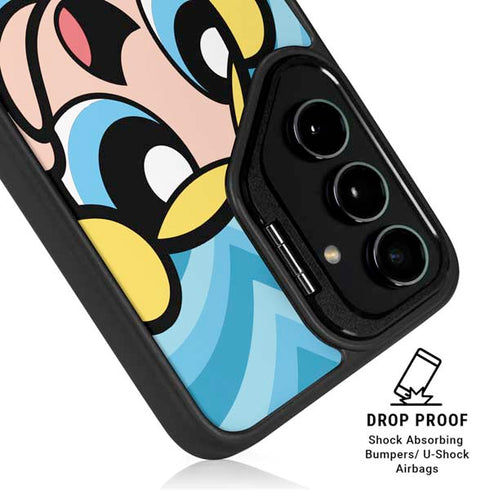Cartoon Network Powerpuff Girls Bubbles Blue Hearts Galaxy S25 Kickstand Case