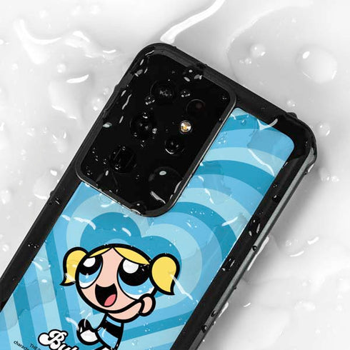 Cartoon Network Powerpuff Girls Bubbles Blue Hearts Galaxy S24 Ultra Waterproof Case