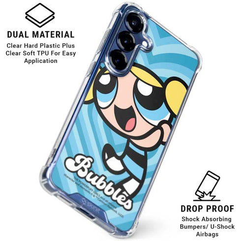 Cartoon Network Powerpuff Girls Bubbles Blue Hearts Galaxy S25 Plus Clear Case