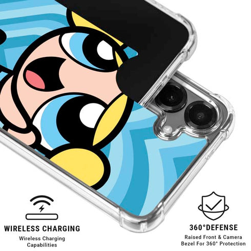 Cartoon Network Powerpuff Girls Bubbles Blue Hearts Galaxy S26 Plus Clear Case