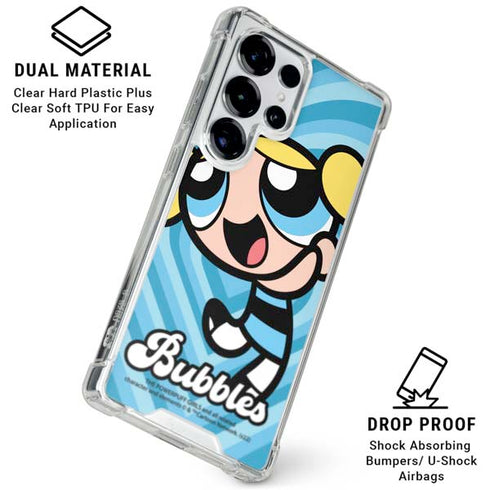 Cartoon Network Powerpuff Girls Bubbles Blue Hearts Galaxy S26 Ultra Clear Case