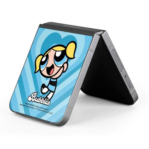 Cartoon Network Powerpuff Girls Bubbles Blue Hearts Galaxy Z Flip6 Skin