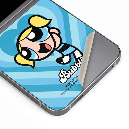 Cartoon Network Powerpuff Girls Bubbles Blue Hearts Galaxy Z Flip6 Skin