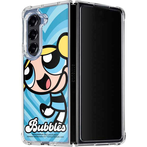 Cartoon Network Powerpuff Girls Bubbles Blue Hearts Galaxy Z Fold5 5G Clear Case