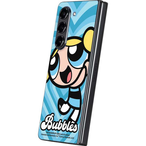 Cartoon Network Powerpuff Girls Bubbles Blue Hearts Galaxy Z Fold5 5G Skin