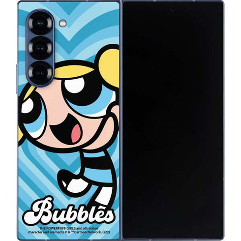 Cartoon Network Powerpuff Girls Bubbles Blue Hearts Galaxy Z Fold6 Skin