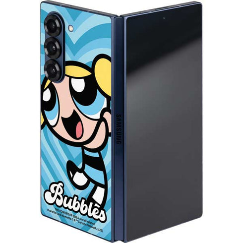 Cartoon Network Powerpuff Girls Bubbles Blue Hearts Galaxy Z Fold6 Skin
