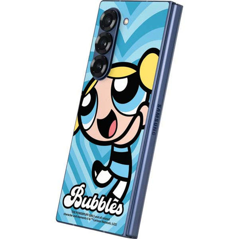 Cartoon Network Powerpuff Girls Bubbles Blue Hearts Galaxy Z Fold6 Skin
