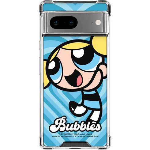 Cartoon Network Powerpuff Girls Bubbles Blue Hearts Google Pixel 8a Clear Case