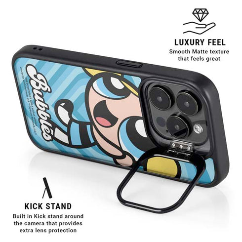 Cartoon Network Powerpuff Girls Bubbles Blue Hearts iPhone 13 Pro Kickstand Case