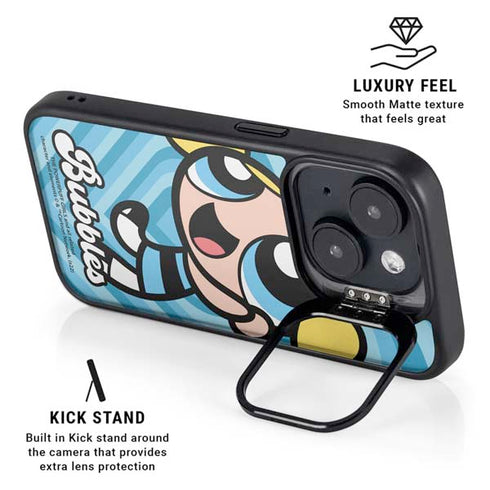 Cartoon Network Powerpuff Girls Bubbles Blue Hearts iPhone 14 Plus Kickstand Case
