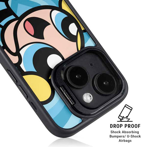 Cartoon Network Powerpuff Girls Bubbles Blue Hearts iPhone 14 Plus Kickstand Case