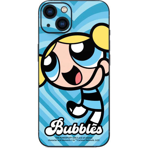Cartoon Network Powerpuff Girls Bubbles Blue Hearts iPhone 15 Skin